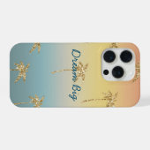 Palmboom met gouden glitters bij zonsondergang iPhone hoesje (Achterkant horizontaal)