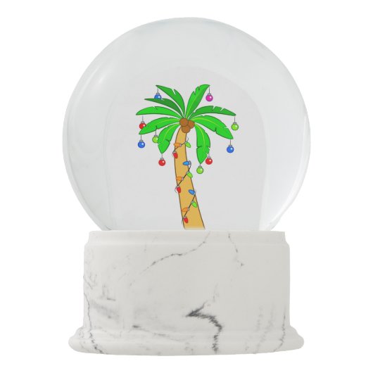 Palmboom met kerstdecoraties sneeuwbol (Achterkant)