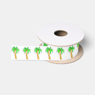 Palmboom met kerstlampjes van 1,5 inch. satijnen lint