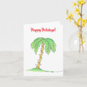 Palmboom met kerstverlichting "Prettige Feestdagen Kaart (Gele Bloem)