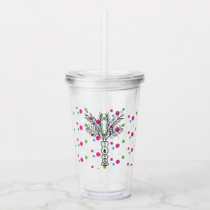 Palmboom met polkadots en monogram acryl drinkbeker