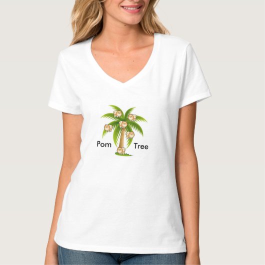 Palmboom met Pomeranians T-shirt (Voorkant)