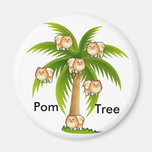 Palmboom met pomeraniërs magneet (Voorkant)