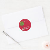 Palmboom met witte kerstverlichting ronde sticker (Envelop)