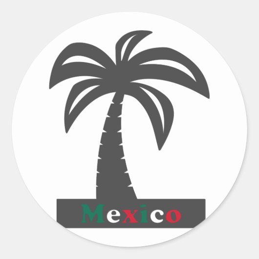 Palmboom (Mexico vakantie) - Klassieke ronde stick Sticker (Voorkant)