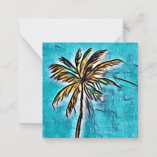 Palmboom mini-notecard 2,5 inch notitiekaartje (Voorkant)