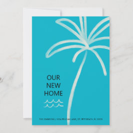 Palmboom minimalistisch aqua nieuw huis verhuizen aankondiging