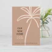 Palmboom minimalistisch nieuw huis verplaatsen aankondiging (Staand voorkant)