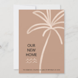 Palmboom minimalistisch nieuw huis verplaatsen aankondiging