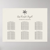 Palmboom minimalistische bruiloft 6 tafel zitplaat poster (Voorkant)