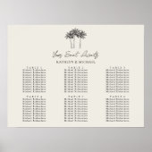Palmboom minimalistische bruiloft 6 tafel zitplaat poster (Voorkant)