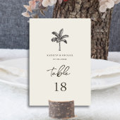 Palmboom minimalistische tropische bruiloft tafel  kaart