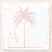 Palmboom Modern rood lijst Tropisch monogram Glazen Onderzetter (Achterkant)