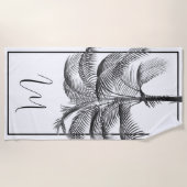 Palmboom Modern Zwart Lijst Persoonlijk Strandlaken (Voorkant)