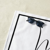 Palmboom Modern Zwart Lijst Persoonlijk Strandlaken (In situ)