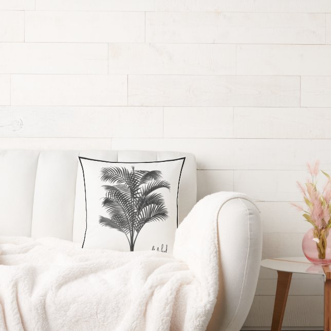 Palmboom Modern Zwart Wit Persoonlijk Kussen (Bank)