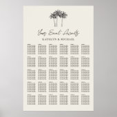 Palmboom moderne bruiloft 30 tafel zitgrafiek poster (Voorkant)