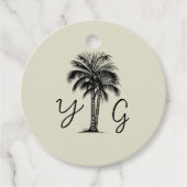  palmboom monogram bruiloft bedankjes labels (Voorkant)