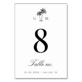 Palmboom Monogram Elegante Strandbruiloft Kaart (Achterkant)