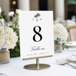 Palmboom Monogram Elegante Strandbruiloft Kaart