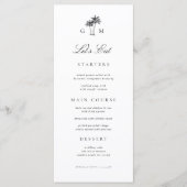 Palmboom Monogram Laten we Eten Bestemming Huwelij Menu (Voorkant)