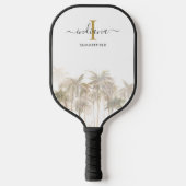 Palmboom Monogram Schrift Naam Waterverf Pickleball Paddle (Voorkant)