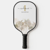 Palmboom Monogram Schrift Naam Waterverf Pickleball Paddle (Achterkant)