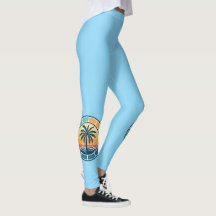 Palmboom Motief Blauwe Leggings