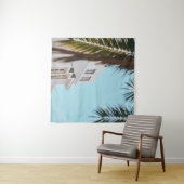 Palmboom nabij wit betongebouw wandkleed (In Situ (horizontaal))