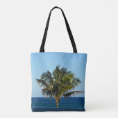 Palmboom & Oceaan Foto | Achternaam + Jaar Tote Bag (Achterkant)