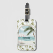 Palmboom Oceaan Paradijs Bagagelabel (Voorkant (verticaal))