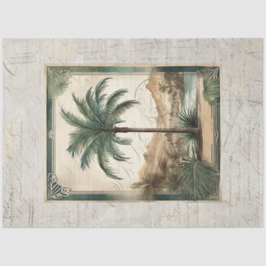  palmboom Ocean Beach Ephemera 2 Decoupage Tissuepapier (Voorkant)