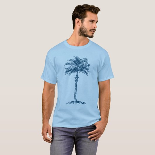 Palmboom - Ocean Blue T-shirt (Voorkant volledig)