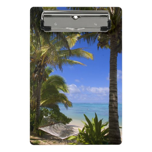 Palmboom omzoomd strand Cook Eilanden 2 Mini Klembord (Voorkant)