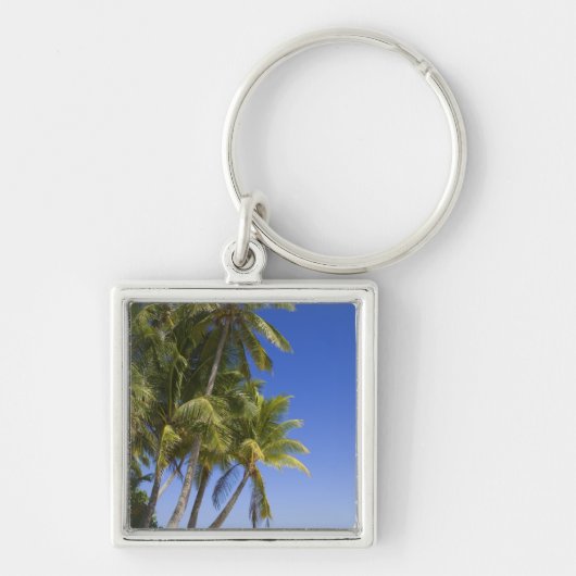 Palmboom omzoomd strand Cook Eilanden 3 Sleutelhanger (Voorkant)