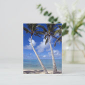 Palmboom omzoomd strand Cook Eilanden Briefkaart (Staand voorkant)