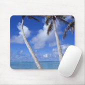 Palmboom omzoomd strand Cook Eilanden Muismat (Met muis)