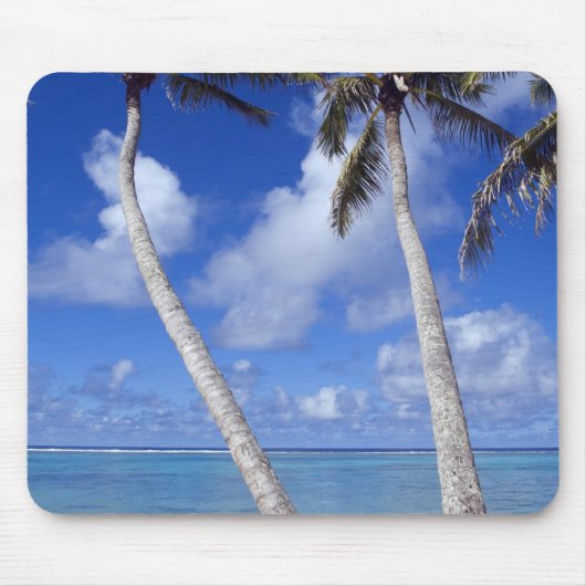 Palmboom omzoomd strand Cook Eilanden Muismat (Voorkant)