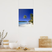 Palmboom omzoomd strand Cook Eilanden Poster (Keuken)