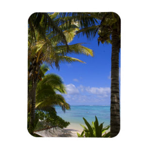 Palmboom omzoomd strand Cook Islands 2 Magneet