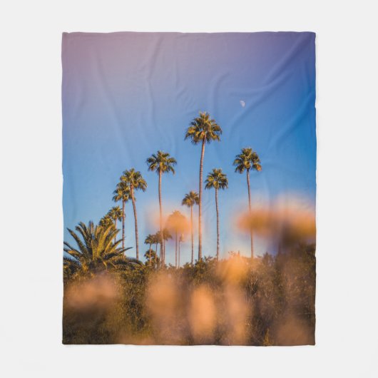 Palmboom onder blauwe hemel fleece deken (Voorkant)