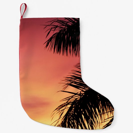 PALMBOOM ONDER CLOUDY SKY TIJDENS SUNSET KLEINE KERSTSOK (Voorkant)
