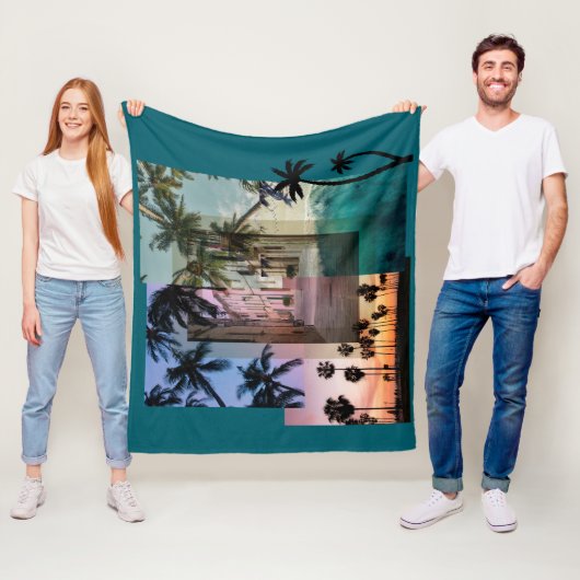 Palmboom ontworpen fleece deken (In situ)