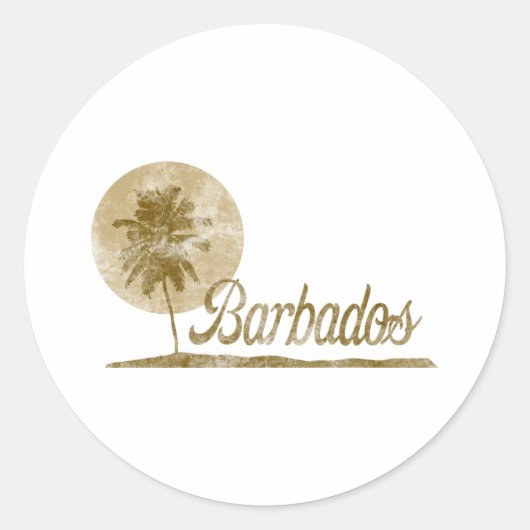 Palmboom op Barbados Ronde Sticker (Voorkant)