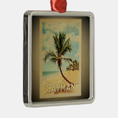 Palmboom op de Kaaimaneilanden Vintage Travel Orna Metalen Ornament (Rechts)