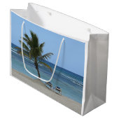 Palmboom op de strand groot cadeauzakje (Voorkant Gekanteld)