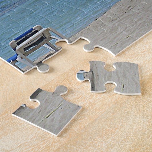 Palmboom op de strand legpuzzel (Zijkant)