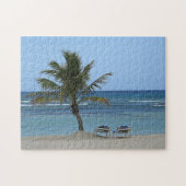 Palmboom op de strand legpuzzel (Horizontaal)