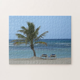 Palmboom op de strand legpuzzel
