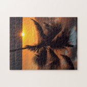 Palmboom op de Sunset in de Puzzle-eilanden Legpuzzel (Horizontaal)